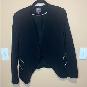 Black Women's Blazer with Zipper Accents